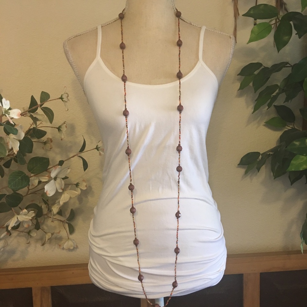 Vintage faceted bead seed bead long necklace